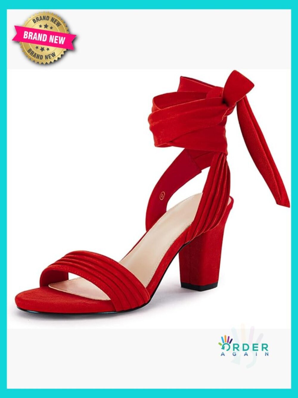 Strappy Chunky Heeled Sandals Lace Up Bow Tie Open Toe Dressy Comfortable